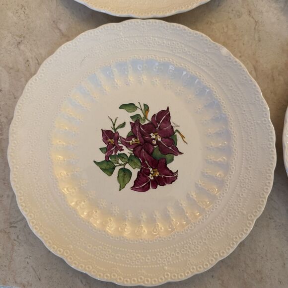 Spode England 9" Set of 4 Luncheon Plates BERMUDA FLOWERS Assorted Vintage - Picture 2 of 12